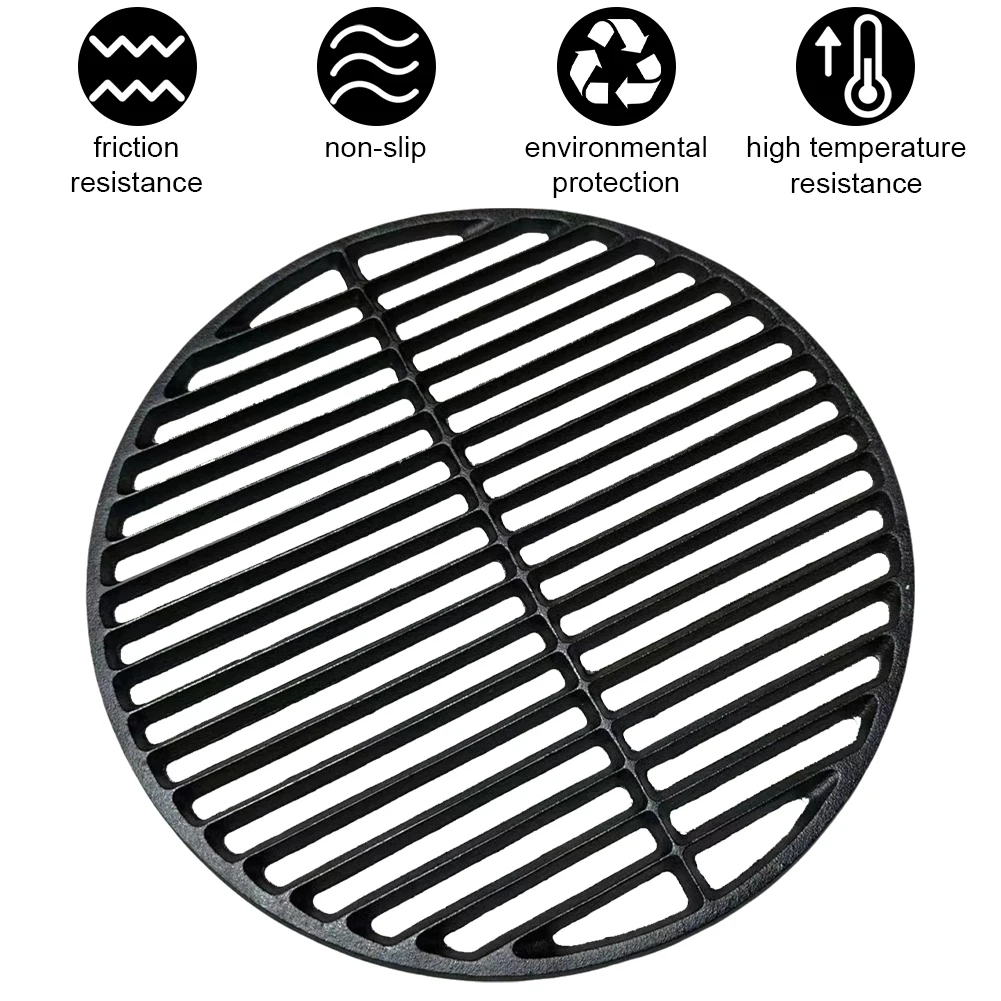 

14.6 Inch Cast Iron Cooking Grate Round Barbecue Grilling Grate Charcoal Fire Grate Charcoal Plate for Home RV Travel