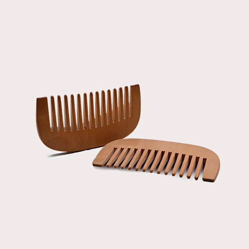 Mini Portable Hair Health Care Natural Pear Wood Comb Close Teeth Bamboo Crescent Shape Head Massage