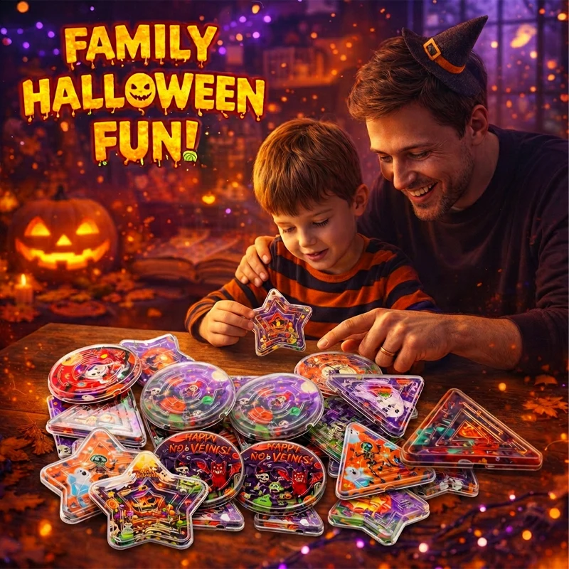 Halloween Mini-Labyrinth-Spielzeuge, Lehrreiche Handheld-Gehirnpuzzles, Party-Geschenke für Kinder, Goodie-Bag-Austauschgeschenk – Detail 5