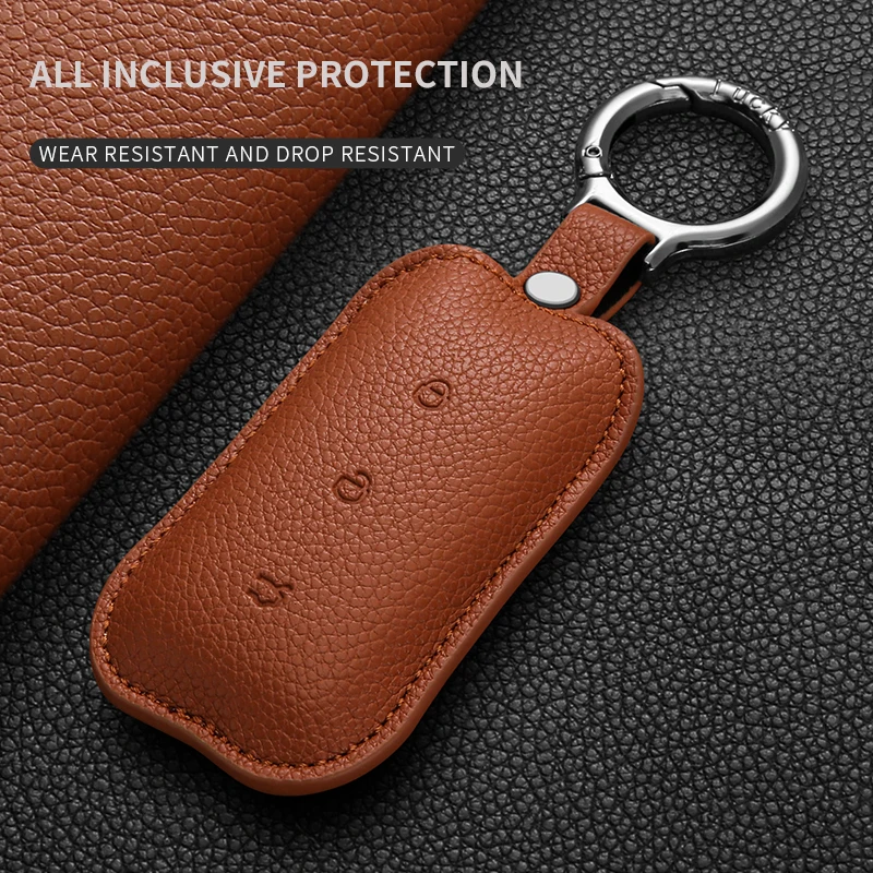 حافظة مفاتيح السيارة الجلدية عن بعد لجيلي جالاكسي L7 2023 L6 ماكس 1.5T Plus AIR PRO من جلد الغزال مفتاح السيارة فوب قذيفة المفاتيح الملحقات