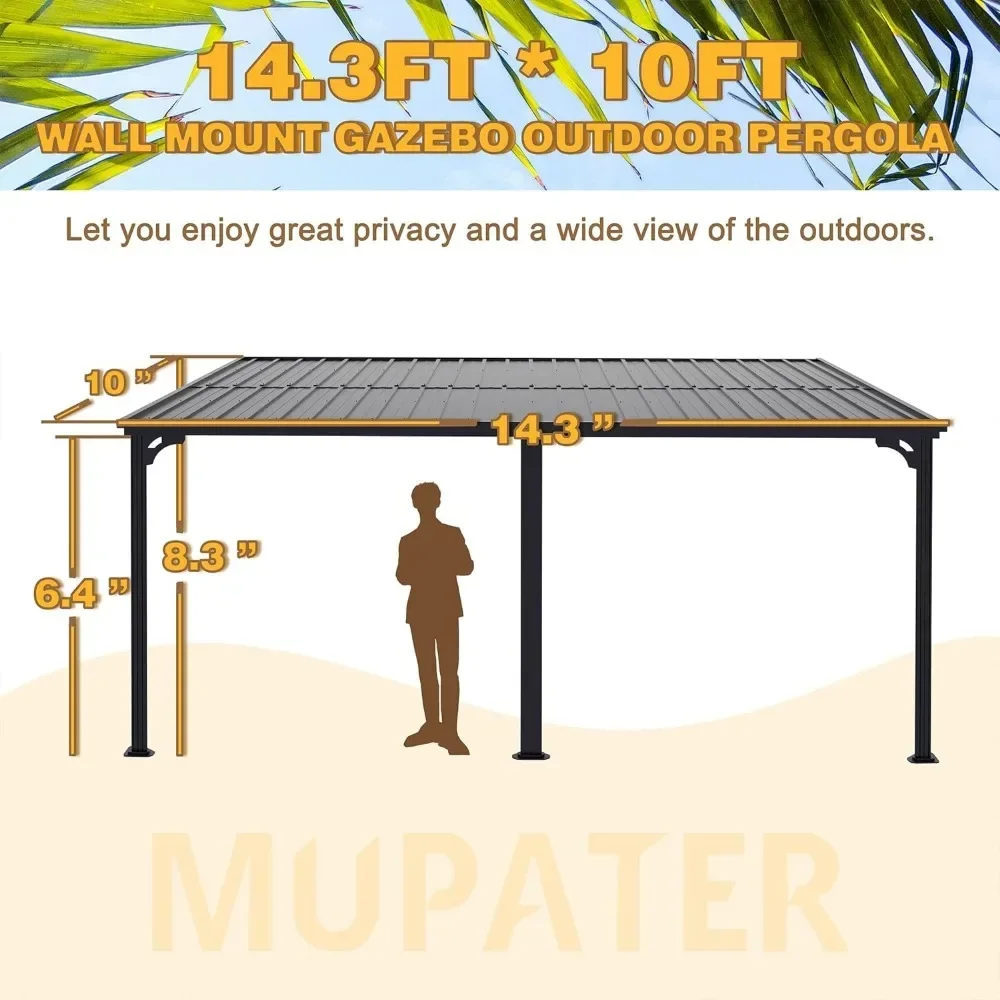 Gazebo para exteriores de 10 'x 14', espacio libre con marco de aluminio, impermeable y protector solar, Gazebo para exteriores