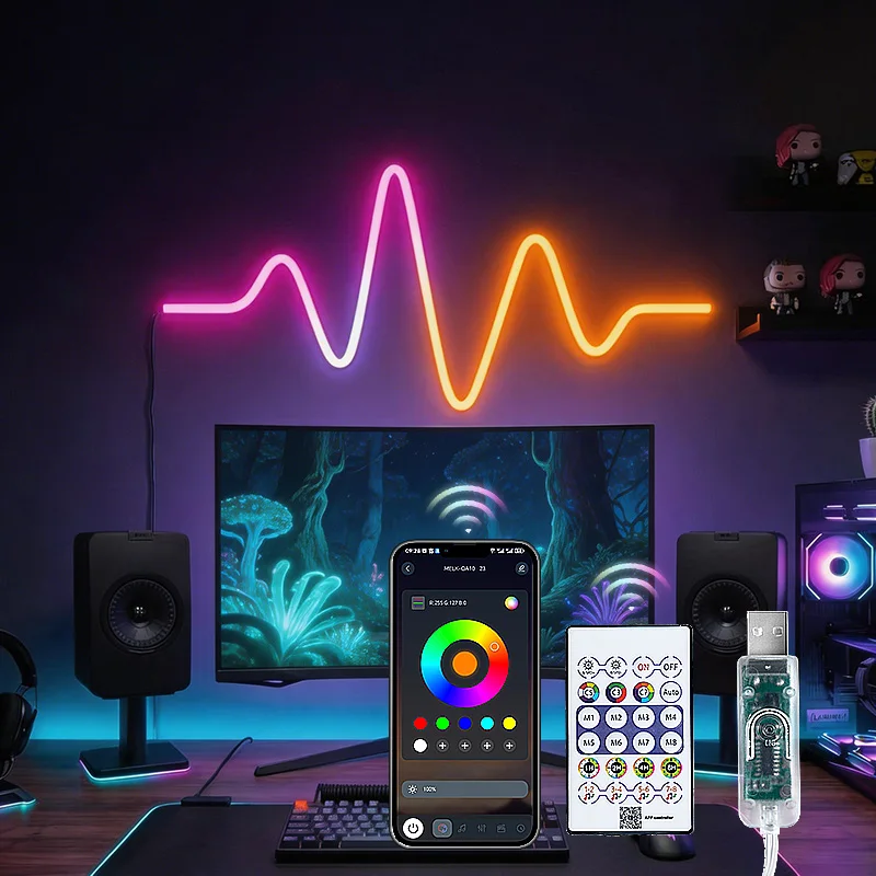 Dream Color RGB 5V USB Silicone LED Strip Bendable Multi-color Changing Neon Flex Waterproof for Gaming PC TV Bedroom Decor