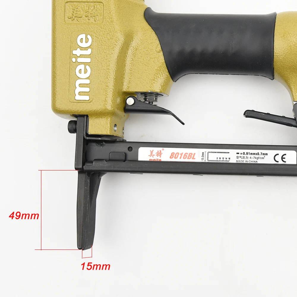 Meite 21GA 8016BL Pneumatic 12.8mm Crown Staples Gun  Etra Long Nose Air Stapler