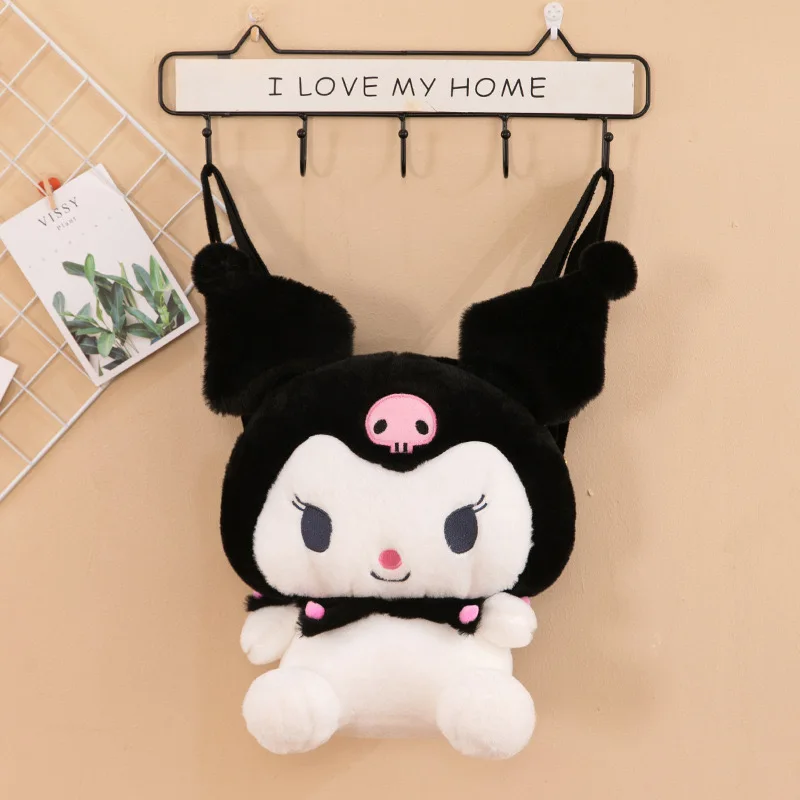 32CM Sanrio Plush Doll Kawaii Cinnamorol Plush Stuffed Backpack Girl Cute Kuromi One Shoulder Crossbody Bag Birthday Gift