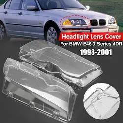 2x Car Front Lampshade Lamp Shell Headlamp Cover Front Headlight Lens Cover Shell For BMW E46 3-Series 4DR Wagon Sedan 1998-2001