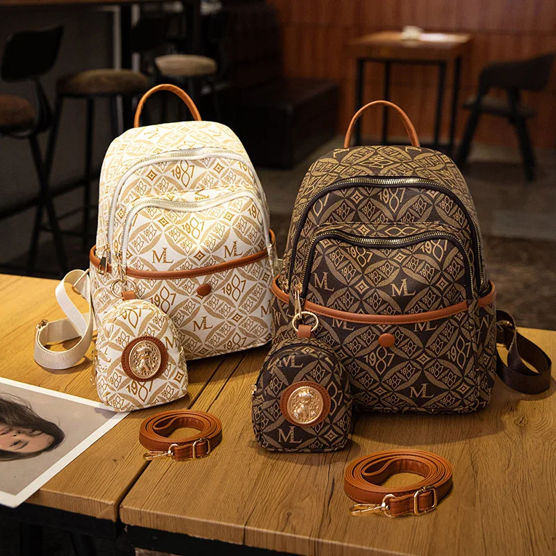 

‌2025 Retro Soft Leather Backpack Anti-Theft for Business Trips, Park Playdates & Gym, Detachable Diaper Bag & RFID Blocking