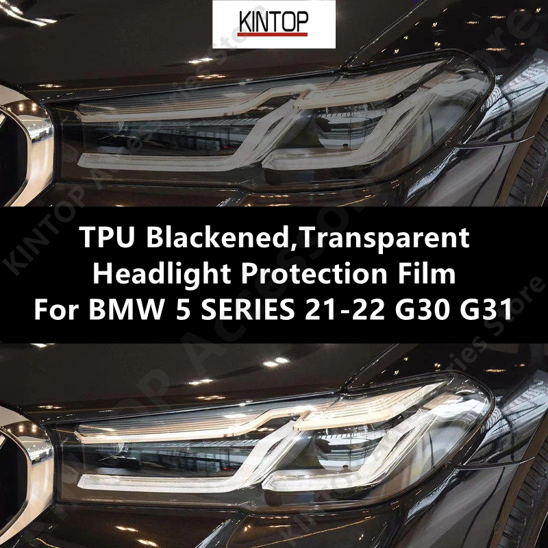

For BMW 5 SERIES 21-22 G30 G31 TPU Blackened,Transparent Headlight Protective Film, Headlight Protection,Film Modification