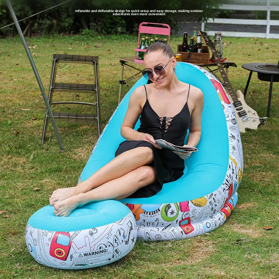 Outdoor Inflatable Sofa Chair Movable Camping Internet Celebrating Thickened Flocking Lazy Bedroom Home Leisure Folding Bed