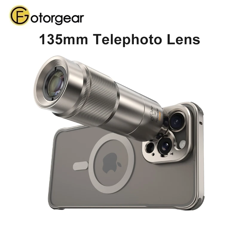 Fotorgear 135mm Telephoto Lens Portrait Shooting Mobile Phone Lens T Mount Compatible with All kinds of Mobile Phone Cage