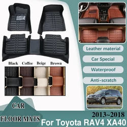 Car Leather Floor Mat For Toyota RAV4 XA40 2013~2018 LHD Mat Interior Spare Replacement Part Auto Accesories 2017 2016 2015 2014