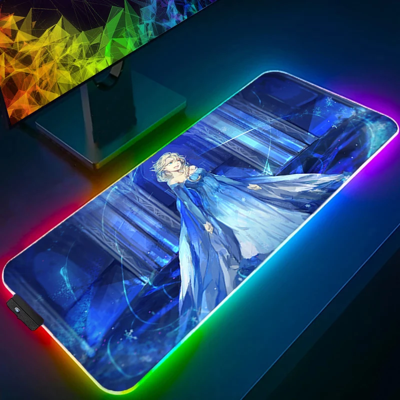 لوحة ماوس كبيرة RGB حافة قفل Kawaii فروزن سرعة الكمبيوتر للاعبين الرياضات الإلكترونية الخلفية لوحة مفاتيح الكمبيوتر المحمول LED xxl لوحة الماوس #1