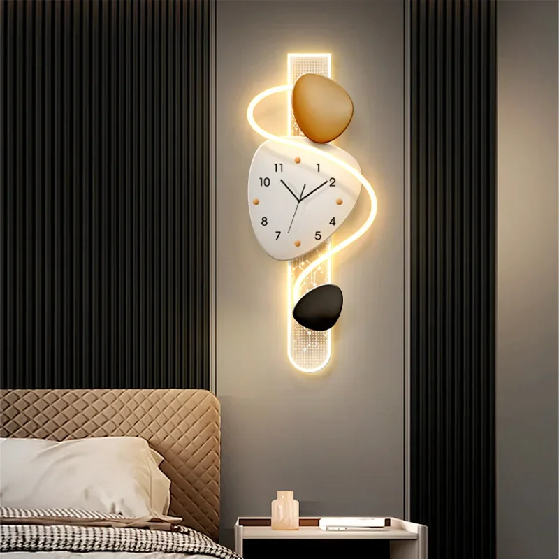 Stone running clock hanging paintings,  TV sofa background wall decoration clock wall lamp paintings
