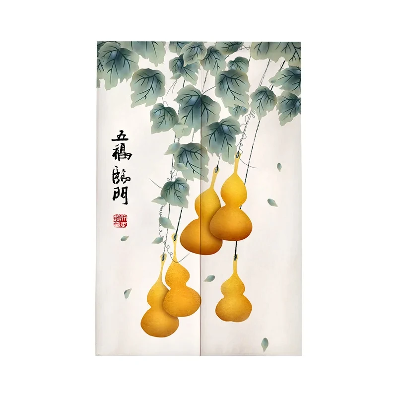 Chinese Good Luck Symbol Door Curtain Noren Gourd Kitchen Curtains Bedroom Decor Home Entrance Hanging Partition Doorway Curtain