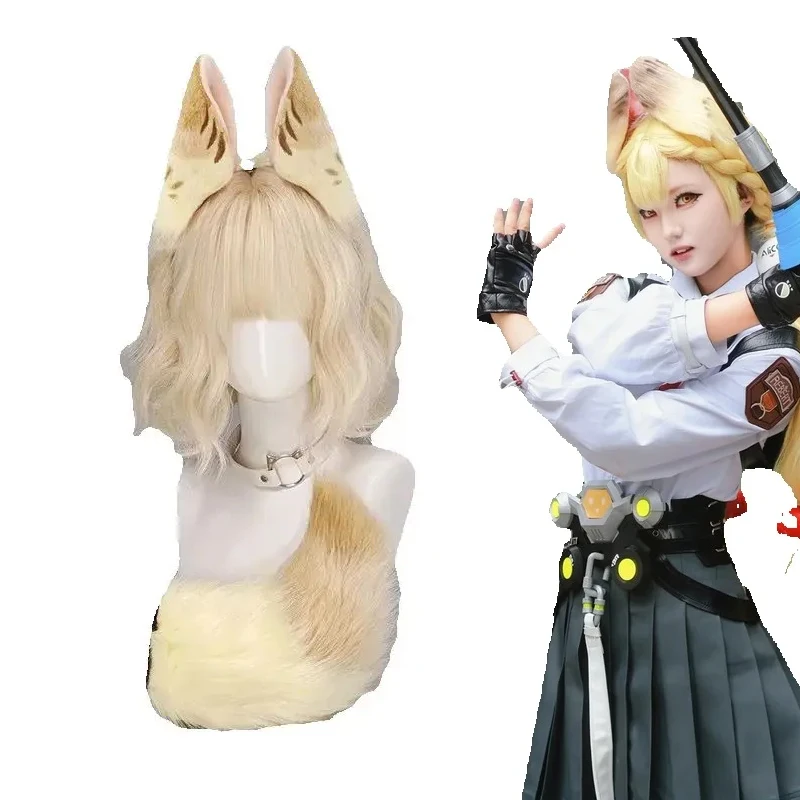 Set di Orecchie e Coda di Animale Peluche Alice da Zenless Zone Zero, Fascia Regolabile e Fermaglio per Capelli, Costume Cosplay per Halloween