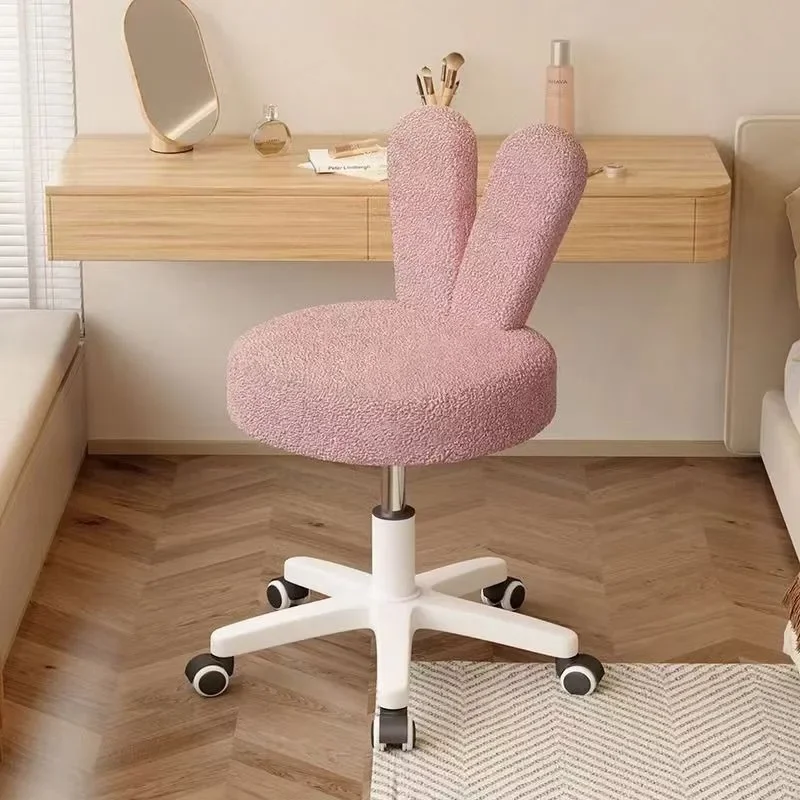 Cream Style Lamb Wool Fabric Can Be Used As A Bedroom Computer Chair Study Backrest Swivel Chair Adjustable Swivel Makeup Stool