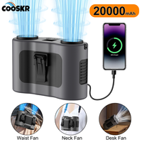 20000mAh Waist Clip Fan Portable Mini Hanging Neck Fan Rechargeable Outdoor Camping Waist Fan 5 Speed with PowerBank LED Display