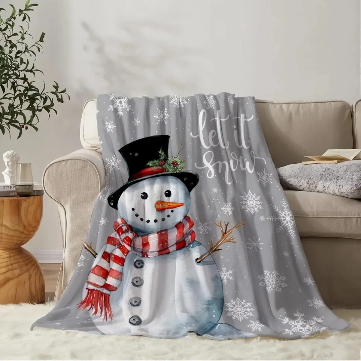 Christmas Snowman blanket Throw Sofa blanket Bedspread bed fluffy soft blankets  Plaid Modern simple Merry Christmas winter