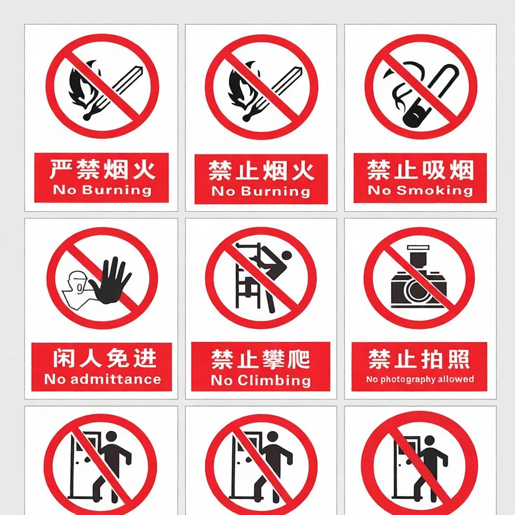Industrial Safety Warning Sign Board Custom PVC Aluminum Plate Hazard Caution Alert Tag Site Prohibition Notice Poster