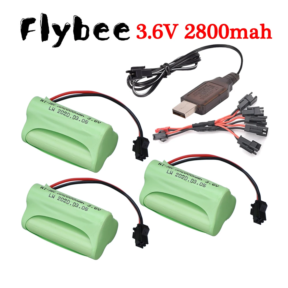 RC Toys 3.6V rechargeable battery pack AA 3.6V 2800mah NI-MH Batteries fit for remote control toys car boats battery spare parts