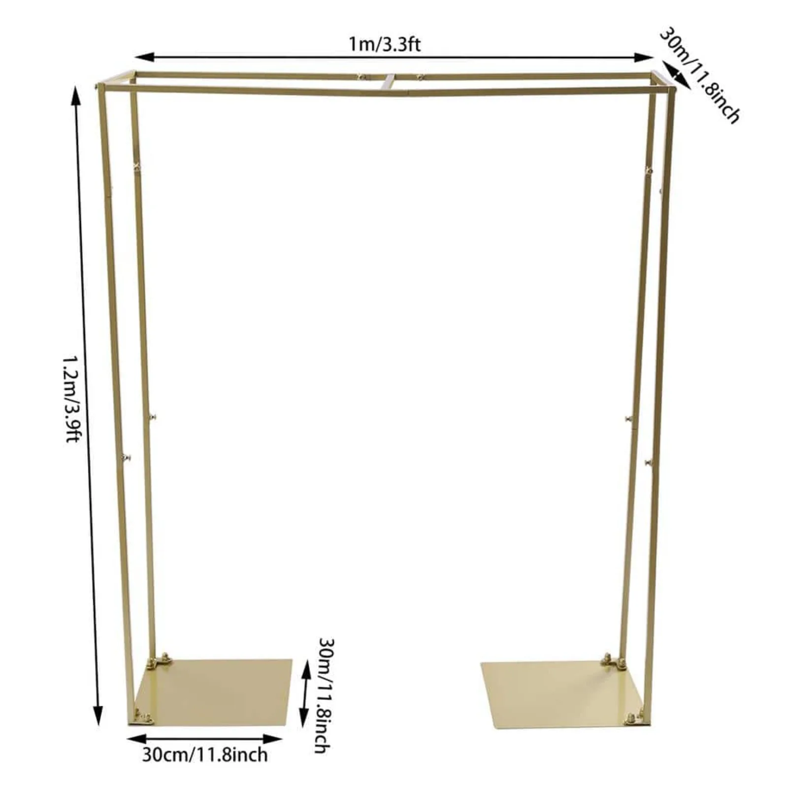 US 47.28 in. x 39.4 in. Gold Square Metal Wedding Garden Arch Backdrop Stand Arbor