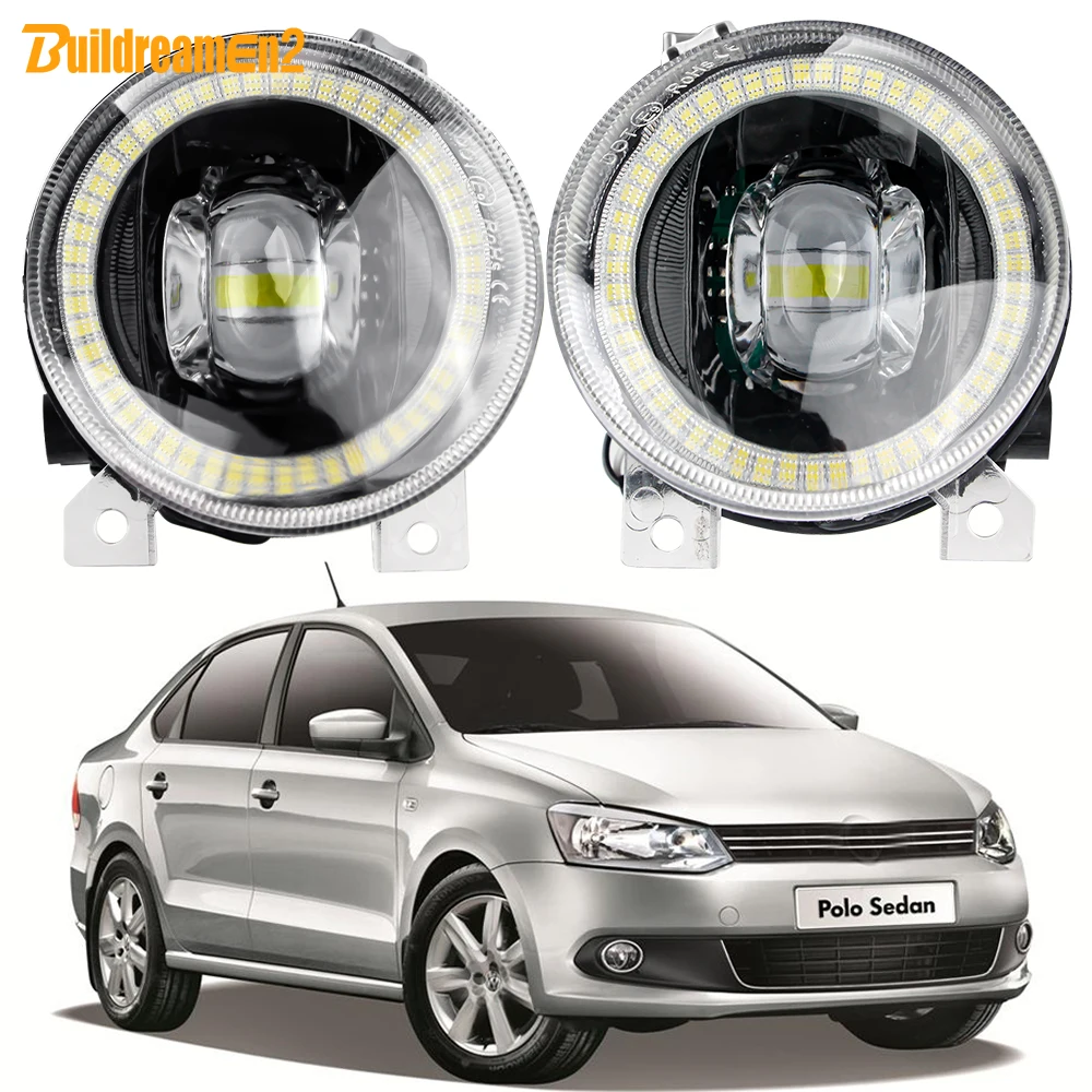 

1 Pair 30W Car Front LED Fog Light Angel Eye Daylight DRL 9006 12V For VW Volkswagen Polo Mk5 Vento Sedan 2011-2016