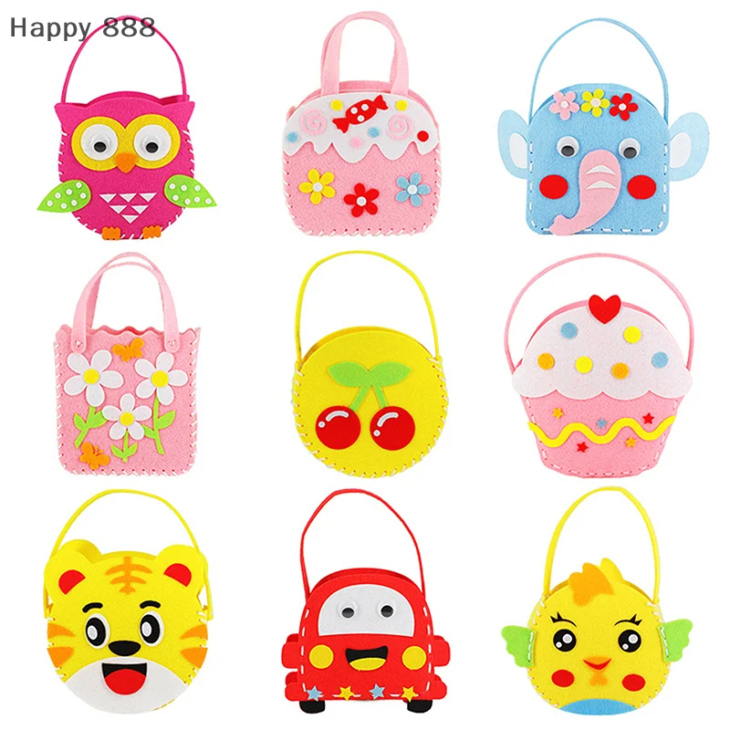 مجموعة خياطة يدوية من القماش غير المنسوج مكونة من 6 قطع للأطفال - لعبة حرفية تعليمية تتميز بحيوانات كرتونية وزهور وفراشات #3