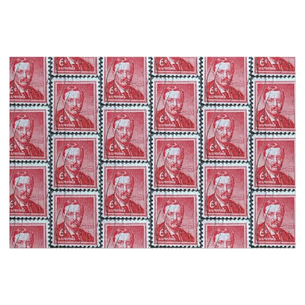 

Teddy Roosevelt Vintage Postage Stamp Jigsaw Puzzle Customizeds For Kids Woodens For Adults Wooden Adults Puzzle