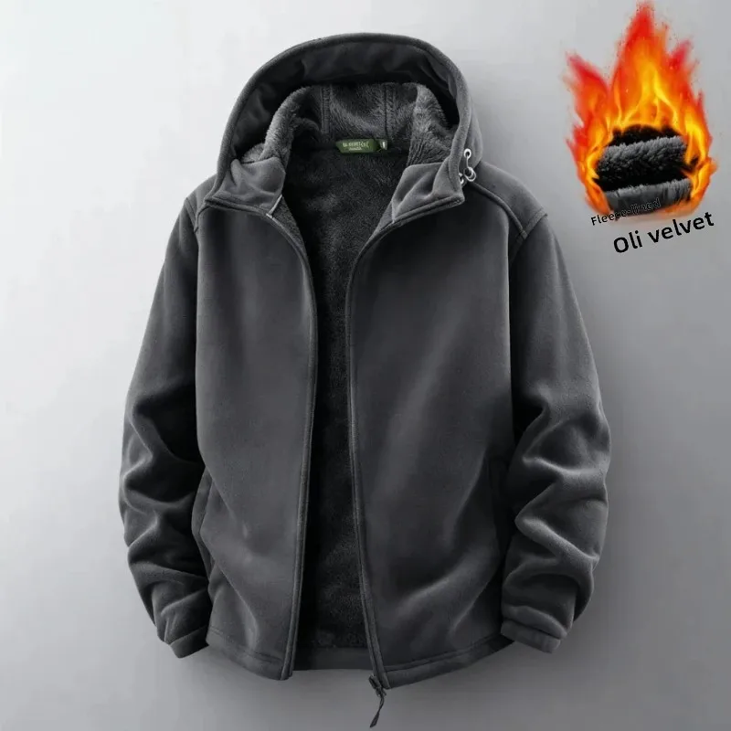 

2025 Autumn and Winter New Men's Versatile Casual High-quality Comfortable Thick Warm Fleece Jacket Casual Hooded Jacket for Men