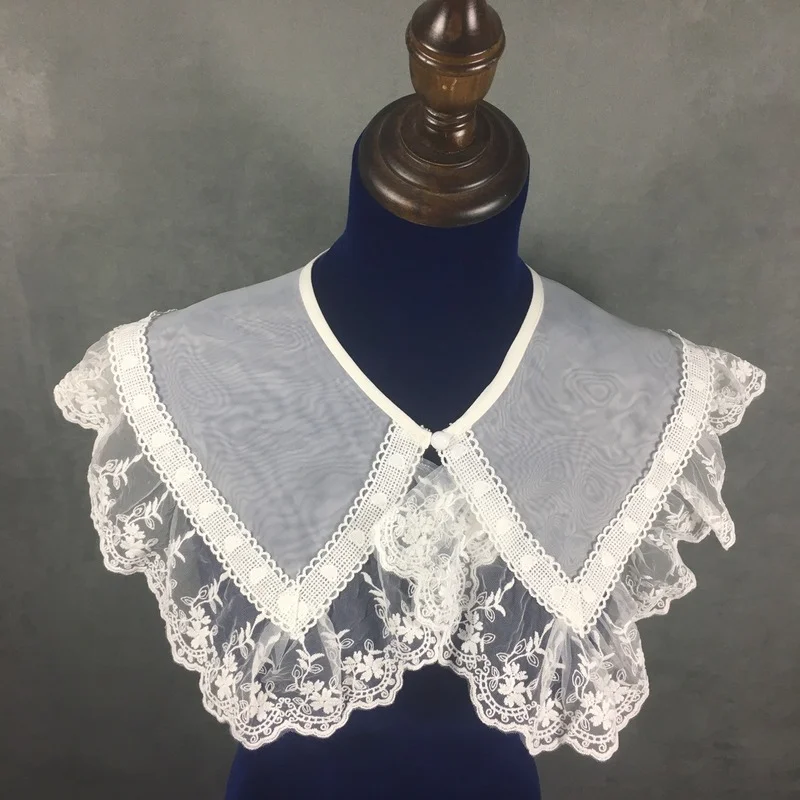 

Дамская подходящая ко всему шаль с ложным воротником нишевой кружевной дизайн ретро модные мелко плиссированные трехмерные аксессуары для женщин