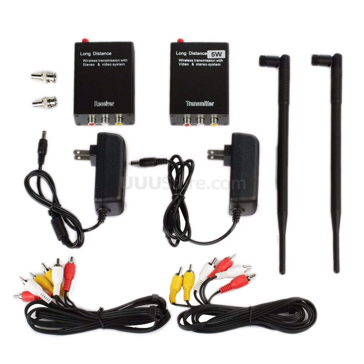 2.4GHz 5W 5000mw Wireless AV Sender TV Audio Video Transmitter Receiver for CCTV Camera VCR Recorder Elevator Monitoring