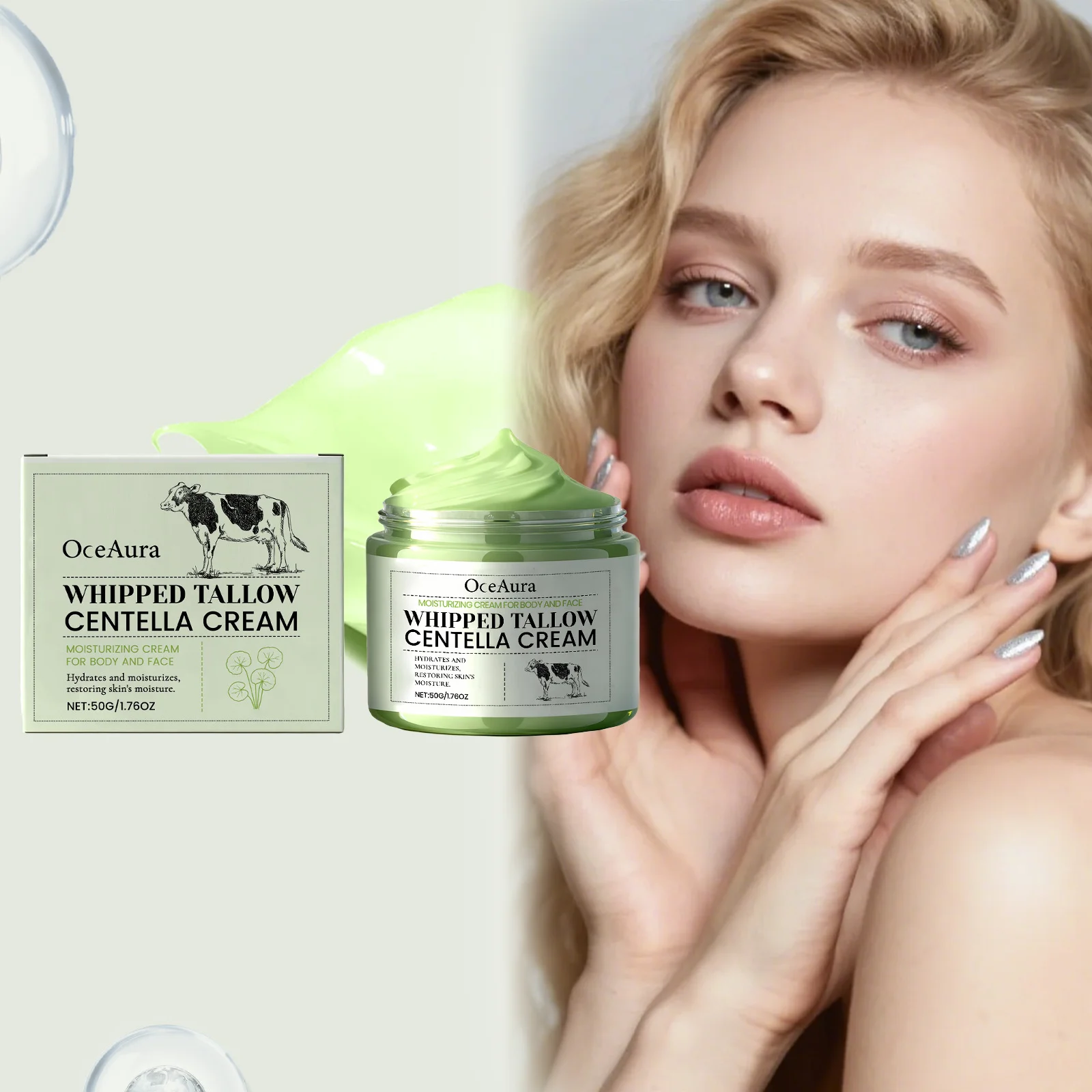 Tallow & Cica Repair Cream Deep Hydration Anti-Wrinkle Face Moisturizer Rich Cream for Dry Sensitive Skin Winter Skincare