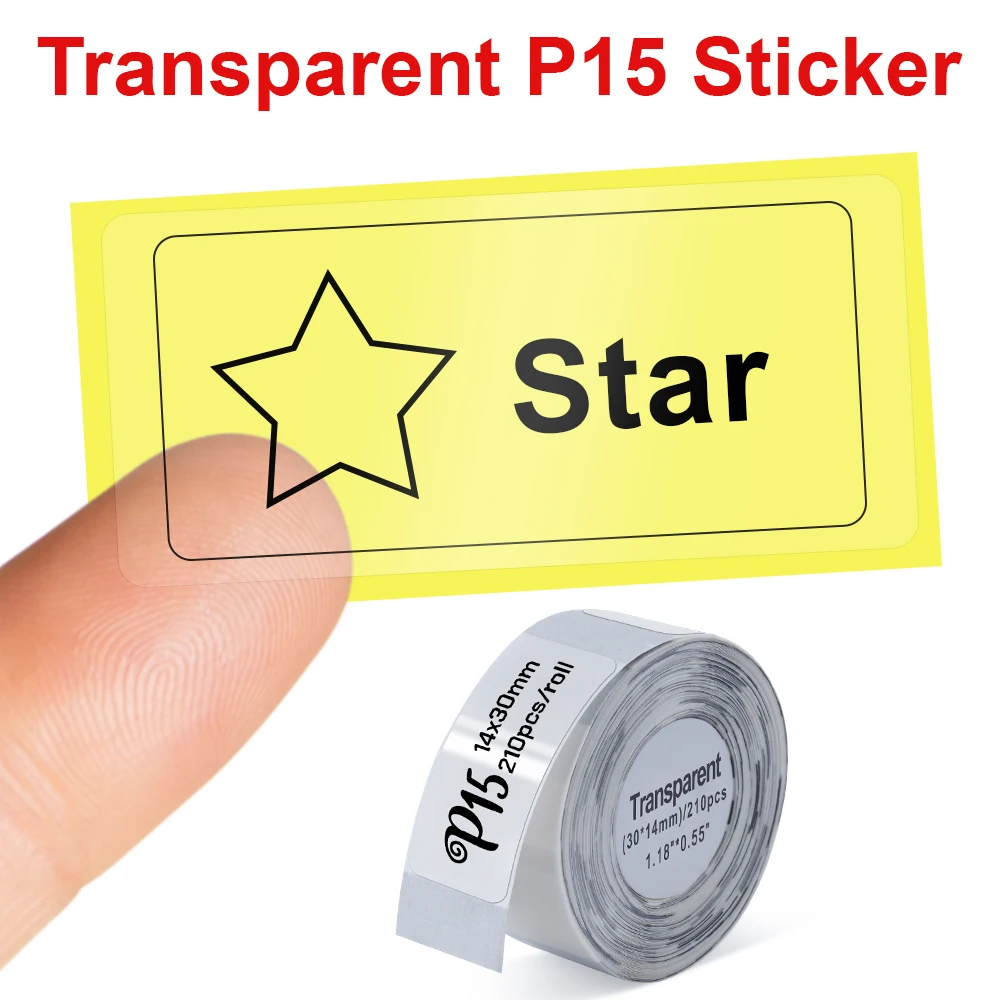 P15 Label Paper Transparent White P15 Label Sticker for P15 P12 L12 DELI Q2 PRT M11 Label Printer Waterproof self-adhesive Tape