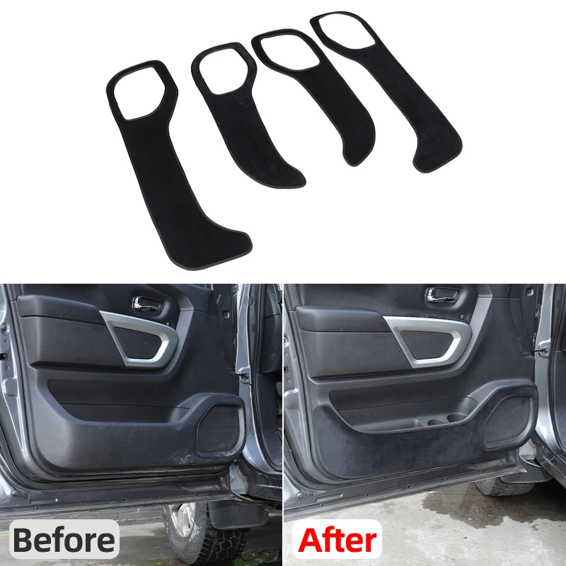 

Velvet Car Inner Door Anti-kick Pad Anti-Dirty Panel Trim Protective Pad For Nissan Titan 2019-2023 Accessories