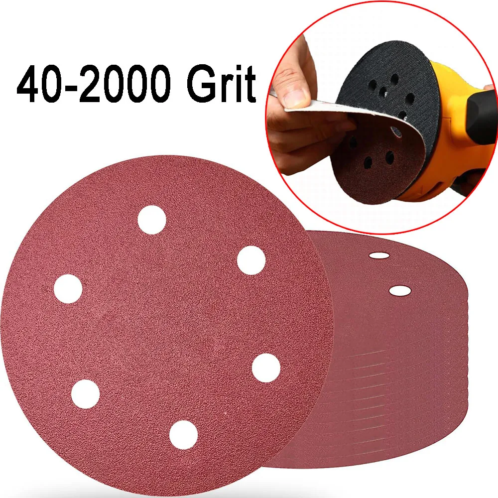 5 Inch Sanding Discs Hook and Loop8 Hole Adhesive Sandpaper Sand Paper 40/60/80/320/1500/1000/2000Grit for Random Orbital Sander