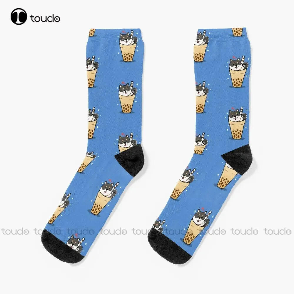 Black Shiba Inu  Cozy Socks Personalized Custom Unisex Adult Teen Youth  Street Skateboard Socks Custom Gift Funny Art