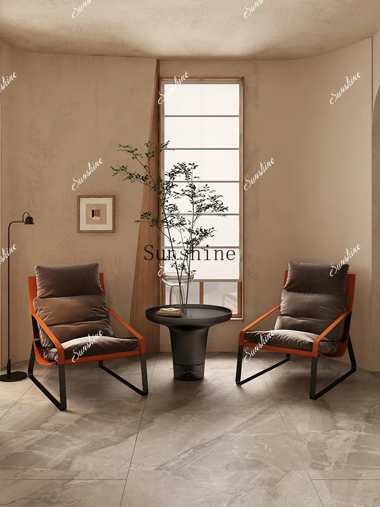 Italian minimalist single sofa semi-reclining lazy backrest modern leisure chair  FT