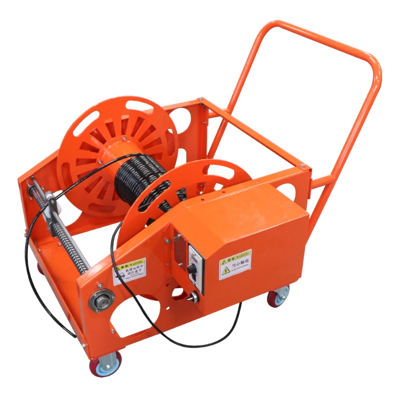 Borehole cable winch with slip ring and cable organizer for logging, videography, tussah performance test robot