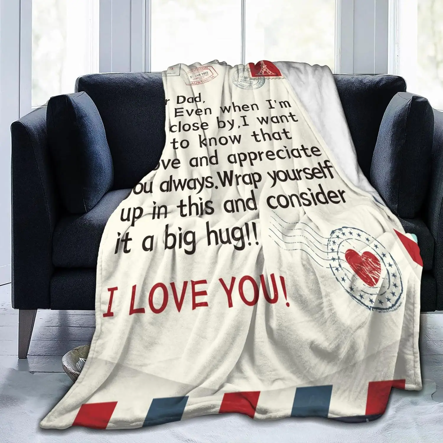 مخصص أبي بطانية من ابنة ابن إلى أبي رمي بطانية البريد الجوي رسالة أبي بطانية هدية لهدايا عيد ميلاد الآباء #4