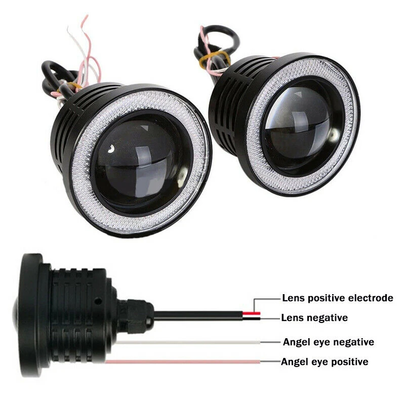 1* 3.5" Angel Eyes LED Fog Light Car SUV Universal White Driving Head Lamp 12V image 6