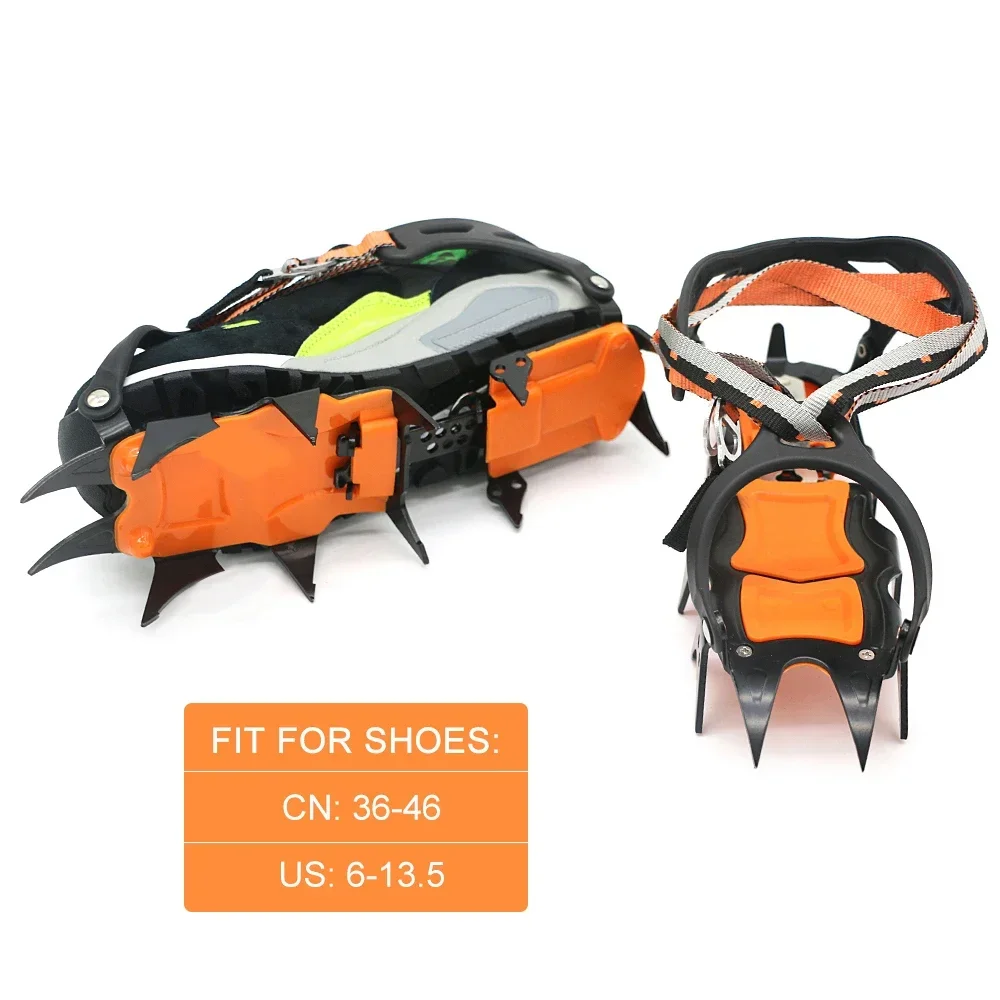 

12 tooth professional crampons outdoor rock climbing ice fishing snow skid shoe cover mountaineering skid gear 12 teeth