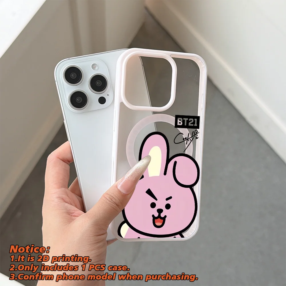 Cartoon Design-BT21 Phone Cases for iPhone 18 17 17e 16e 16 15 14 13 12 11 Air Pro Max Plus Clear Magnetic Acrylic Back Cover - view 2