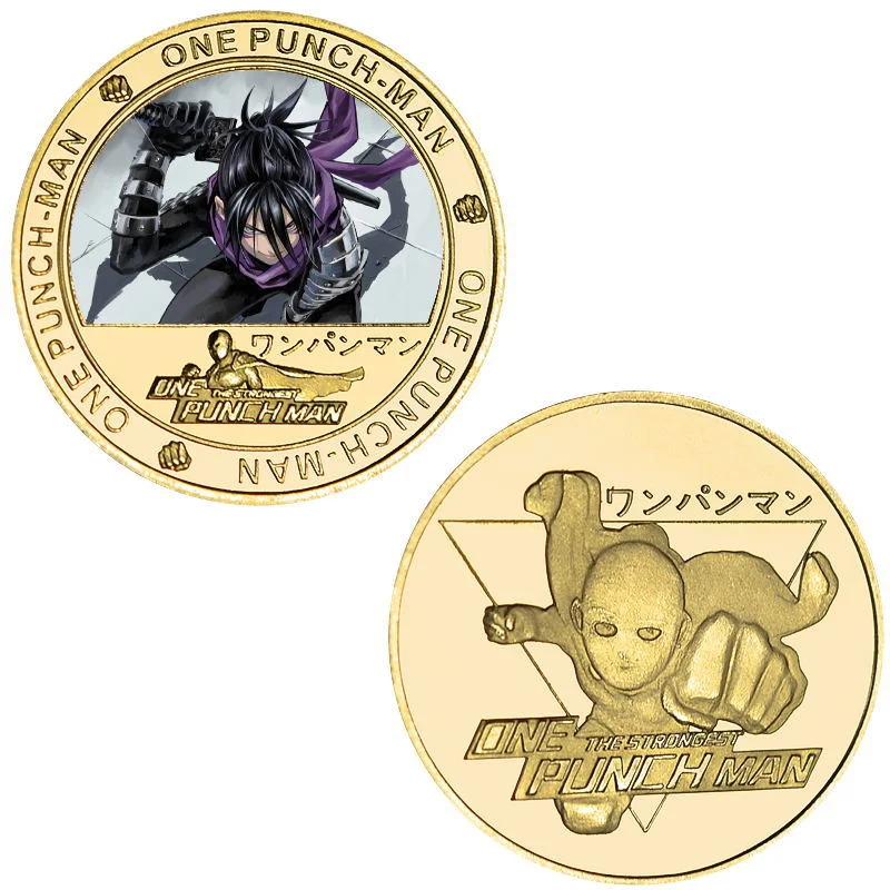 عملات معدنية قابلة للجمع من One Punch Man Saitama للأولاد والبنات معدنية ذهبية اللون ورهيبة تورنادو عملات تذكارية هدايا عيد الميلاد