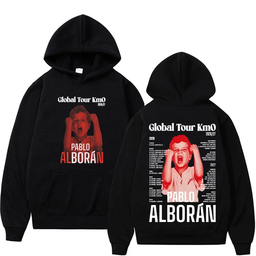 

Худи с двусторонним принтом Pablo Alborán Global Tour Kmo 2026-2027, модные винтажные готические оверсайз толстовки для мужчин и женщин