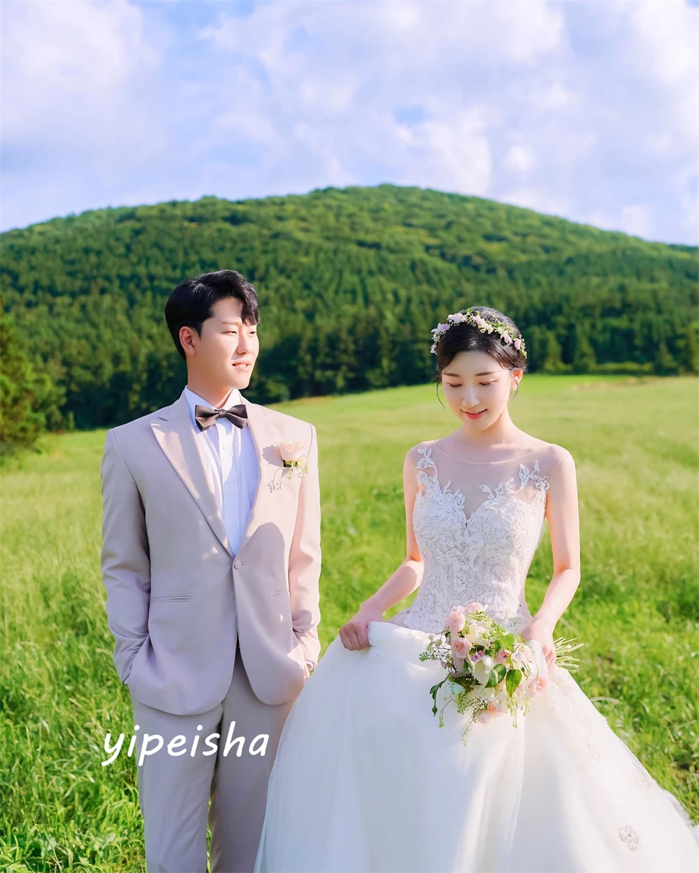 Balowa sukienka na studniówkę Korea Eleganckie dostępne rozmiary Suknia z przezroczystymi ramiączkami Impreza weselna Aplikacja Organza Suknie wieczorowe