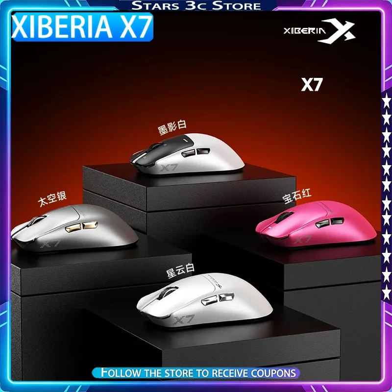 XIBERIA X7 Pro Max Wireless MouseTri Mode RGB Magnetic Base PAW3950 Nordic54L15 TTC Golden Wheel 8k Low Latency Gaming Mouse