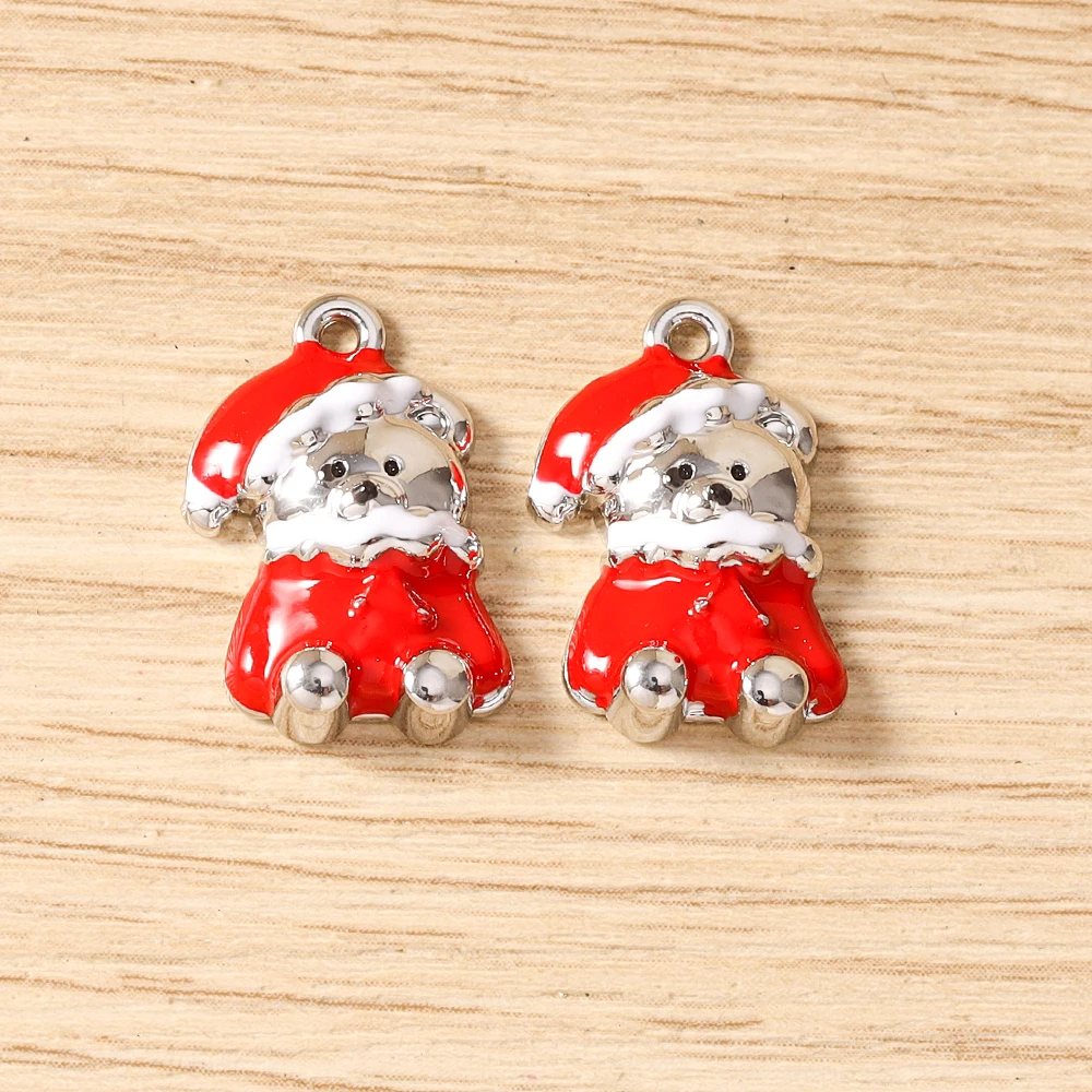 Tusember 5 Stück Emaille-Weihnachtsanhänger mit Weihnachtsmann, Schneeflocke und Schneemann für Weihnachtshalsketten, Ohrringe, Armbänder und Bastelarbeiten – Detail 30