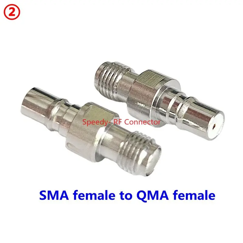 Adaptador QMA a SMA, conector SMA macho hembra a QMA macho hembra, ángulo recto de 90 grados, coaxial RF, latón niquelado, entrega rápida