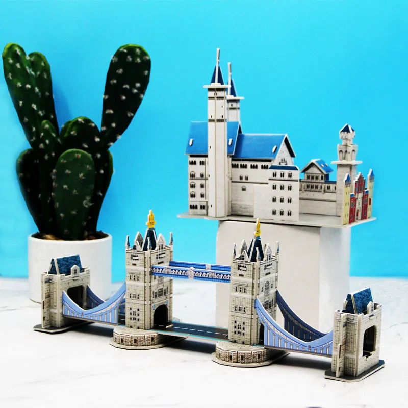 Children Toys DIY Paper House 3D Jigsaw Puzzle Tower Bridge London Manual Cognitive Model Educational Children  Educational Toys