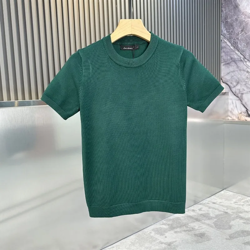 

Men's Stretch Bottoming Sweater Half-sleeve Trendy Simple Autumn Winter Solid Color Knitted Short-sleeve