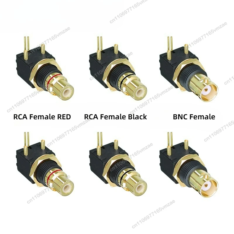 Image of 1/2/5Pcs RCA BNC Buchse Ellenbogen Pin PCB Panel Mount Adapter Rechten Winkel Vergoldet decoder Digitale Koaxial Stecker